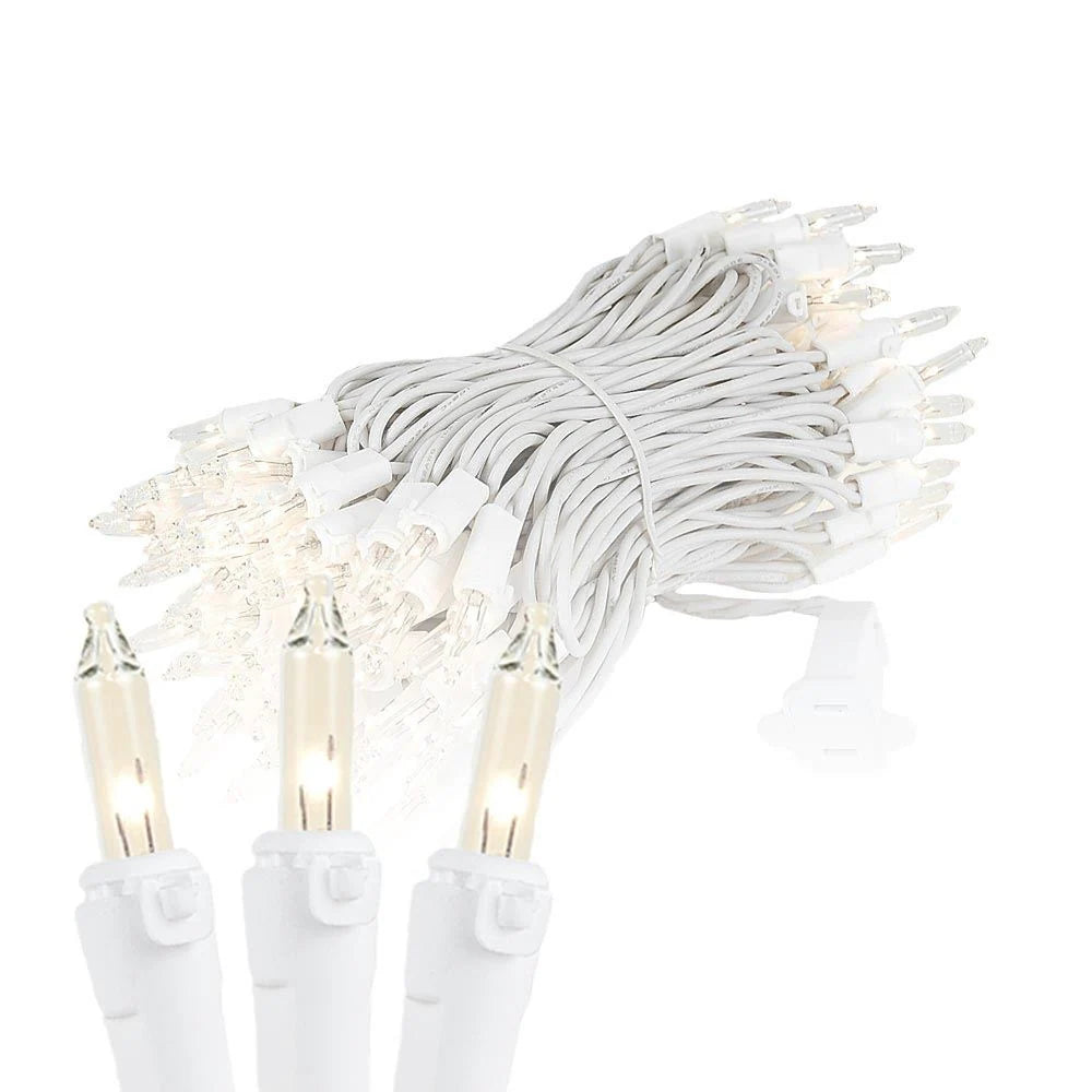 100 Light Christmas Mini Light Set, Black Wire, 34' Long
