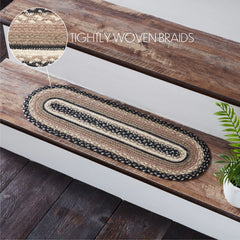 Sawyer Mill Charcoal Creme Jute Stair Tread Oval Latex 8.5x27