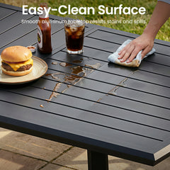 Outdoor All-Aluminum Dining Table with Umbrella Hole for 6-12 Person