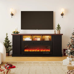 Vintage 70" TV Stand with 42" Electric Fireplace and Double Doors, Perfect for Living Room or Bedroom