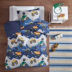 Intelligent Design Kids Gavin Monster Truck Blue Comforter Set