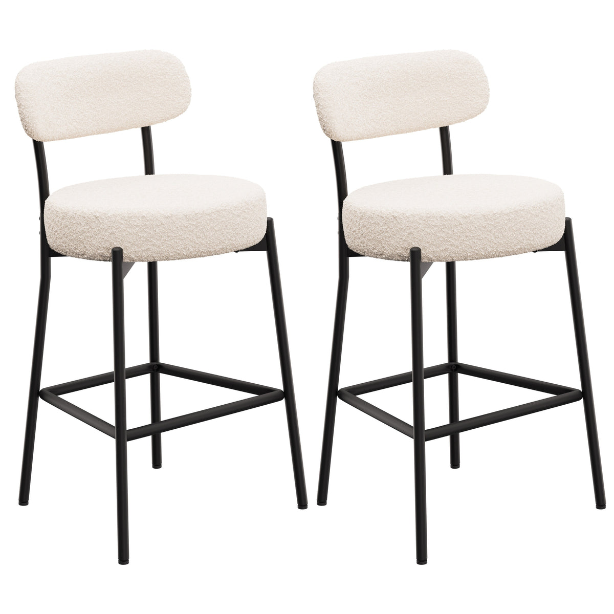 XINMICS 27 Inches Boucle Counter Height Bar Stools with Back