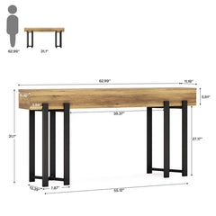 Farmhouse Wooden/ Metal Console Table for Living Room Entryway