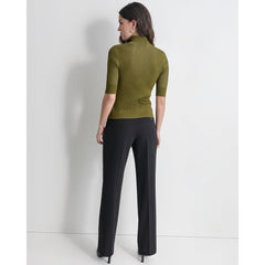 DKNY Mock Neck Ribbed Knit Top