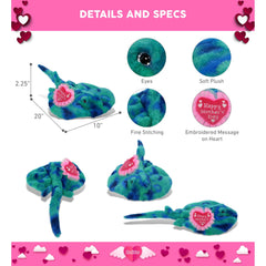 DolliBu Happy Mother’s Day Super Soft Plush Blue Tie-Dye Stingray - 20 inches