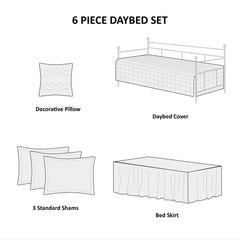 Serenta 6 Piece Cotton Blend Daybed Bedspread Coverlet Set - 75" x 39"