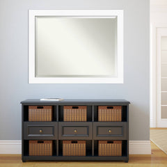 Beveled Bathroom Wall Mirror - Cabinet White Frame