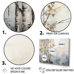 Designart "Blue And White Forest Winter Harmony" Forest Framed Wall Art Living Room