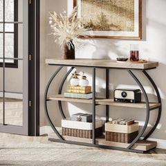 Industrial 3 Tiers Console Table, 41.3 Inches Narrow Wood Entryway Table