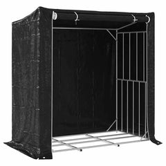 vidaXL vidaxL Firewood Rack with Rain Cover 200x100x200 cm Galvanised Steel - 200 x 100 x 200 cm