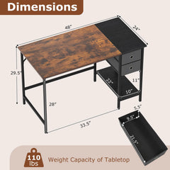 Costway 48” Computer Desk Industrial Home Office Desk with Open