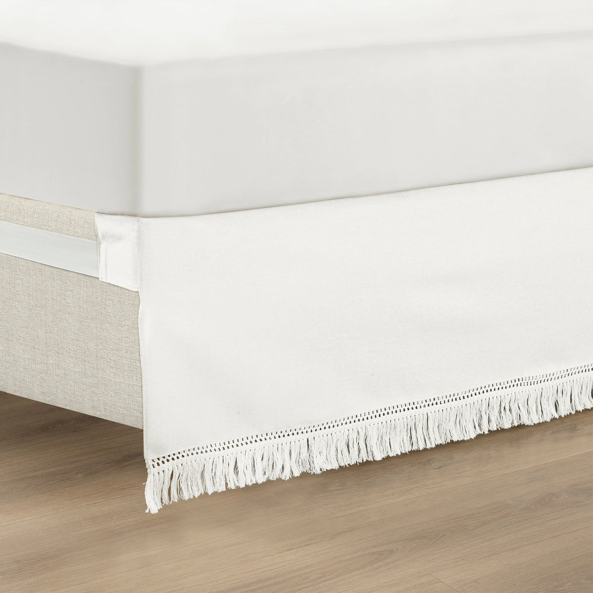 Lush Decor Boho Fringe 15-Inch Tailored Drop Easy Fit Bedskirt