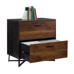 Wood Lateral File with Modern Design, Dark Walnut
