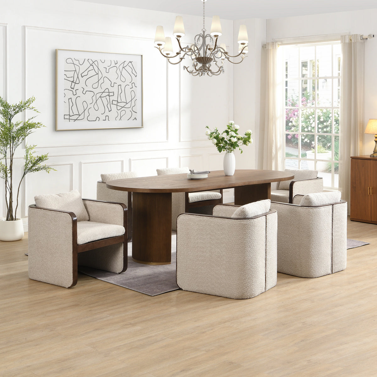 Christopher Knight Home - Modern Upholstered Dining Set with Fabric Chairs