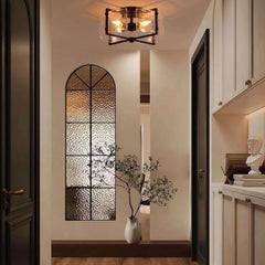 Laia 4-Light Metal Frame Textured Glass Panels Flush Mount