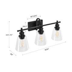 KAWOTI 3 Light Bathroom Vanity Light with Glass Shades