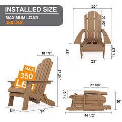 WINSOON 3-Piece All Weather HIPS Outdoor Folding Adirondack Chairs and Table Set