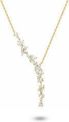 FANCIME Wisteria Reverie Necklace for Women Sterling Silver Simulated Diamond Flower Drop Y Necklace Fine Jewelry Wedding Birthday Anniversary Christmas Gifts for Wife Women Bride Her