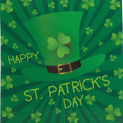 Leprechaun Hat "Happy St. Patrick's Day" Shamrocks Outdoor Garden Flag 18" x 12.5" - 18" x 12.5"