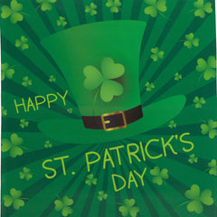 Leprechaun Hat "Happy St. Patrick's Day" Shamrocks Outdoor Garden Flag 18" x 12.5" - 18" x 12.5"