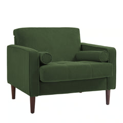 Modern Upholstered Corduroy Accent Chair With Arms Pillows