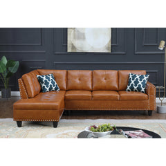 Faux Leather L - Shaped Sectional Set With Cup Holders 2pc
