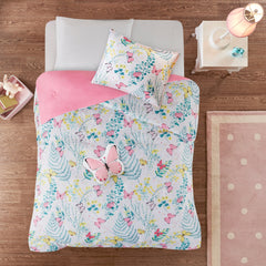 Intelligent Design Kids Cynthia Pink Printed Butterfly Comforter Set