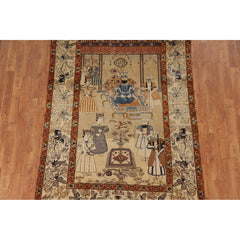 Pre-1900 Antique Vegetable Dye Kashan Mohtasham Persian Rug - 4'9"x 6'10"