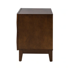 Ethe Mid-Century 2-Drawer Storage End Table with Adjustable Solid Wood legs and Charging Station Set of 2 By HULALA HOME