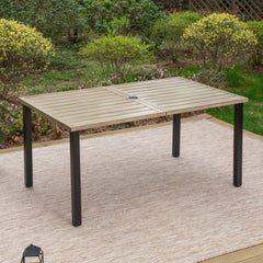 MAISON ARTS Outdoor Rectangle Teak Color Iron Dining Table