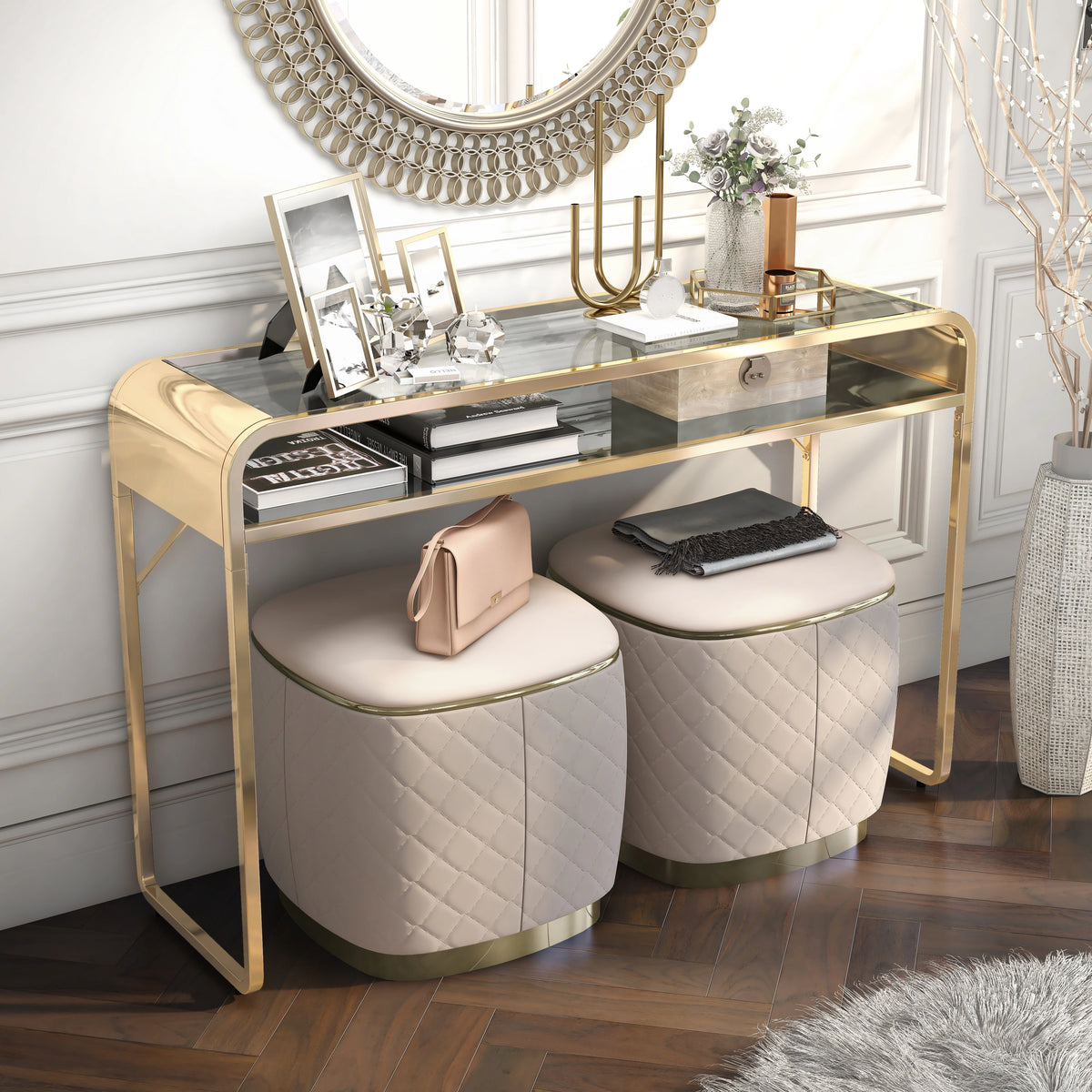 Watler Contemporary 46-inch Glass Top 1-Shelf Sofa Table by Furniture of America