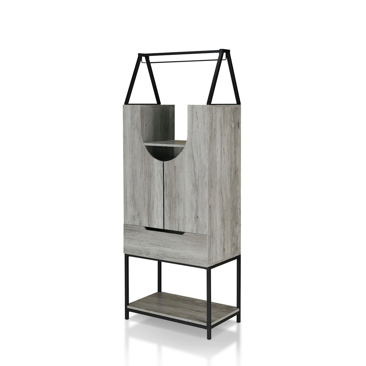Marcus Contemporary Metal Multi-storage Wine Cabinet by Furniture of America