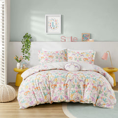 Intelligent Design Kids Lulu Floral Reversible Cotton Duvet Cover Set with Throw Pillow