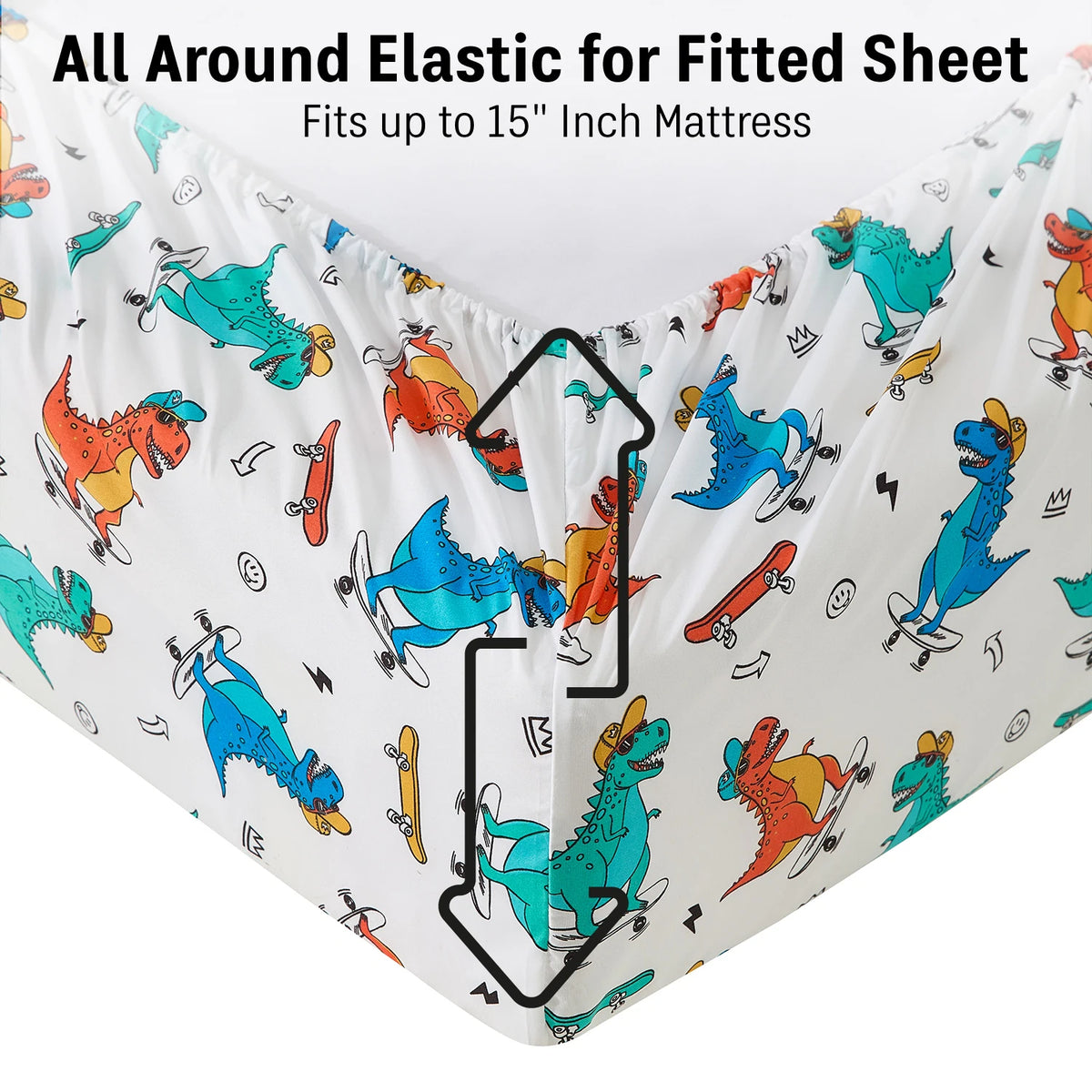 HLC.ME Printed Kids Bed Sheets - Patterned Bed Sheet Set - Wrinkle Resistant & Ultra Soft - For Mattresses up to 15 Inches Deep