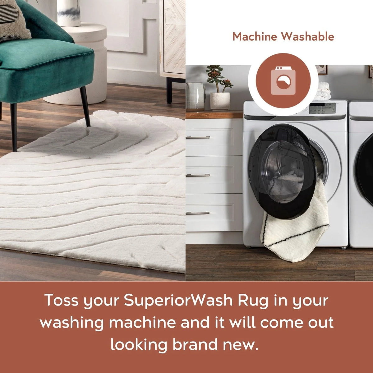Nuloom Camari SuperiorWash Contemorary Faux Rabbit Machine Washable Area Rug