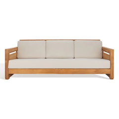 SAFAVIEH Couture Guadeloupe Outdoor Teak 3-Seat Sofa - 84"Wx37"Dx29"H