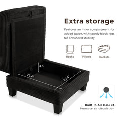 Furniture of America Xenia Modern Chenille Ottoman with Storage
