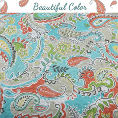 Paisley Floral Turquoise Blue Coral Yellow Grey Green Microfiber Reversible DayBed Quilted Bedding Set