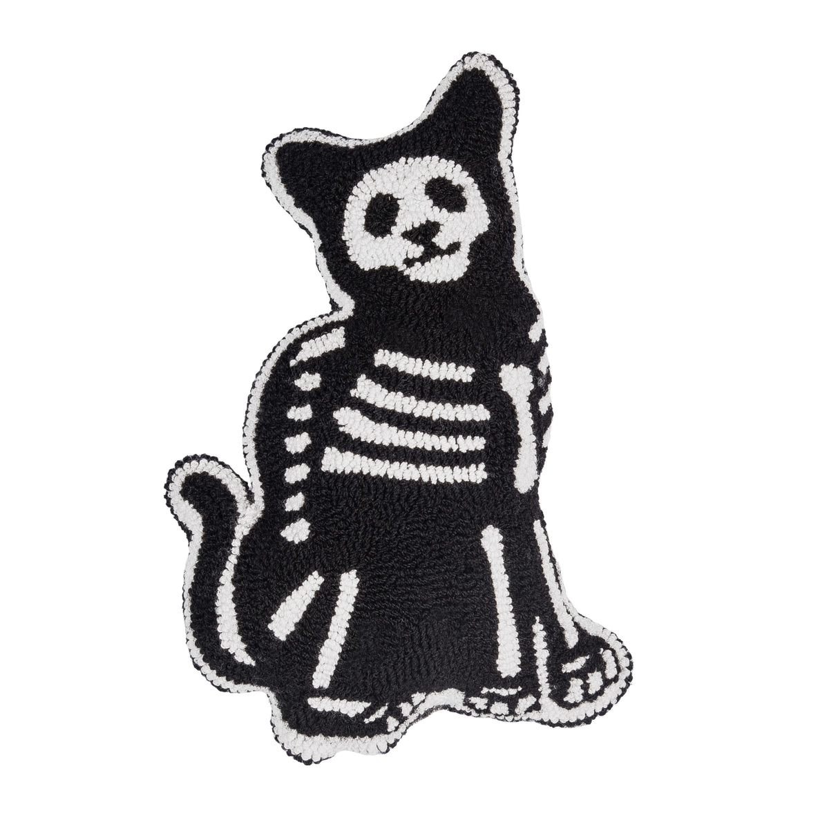 Cat Skeleton Shaped Hooked Throw Pillow 18" x 18"
