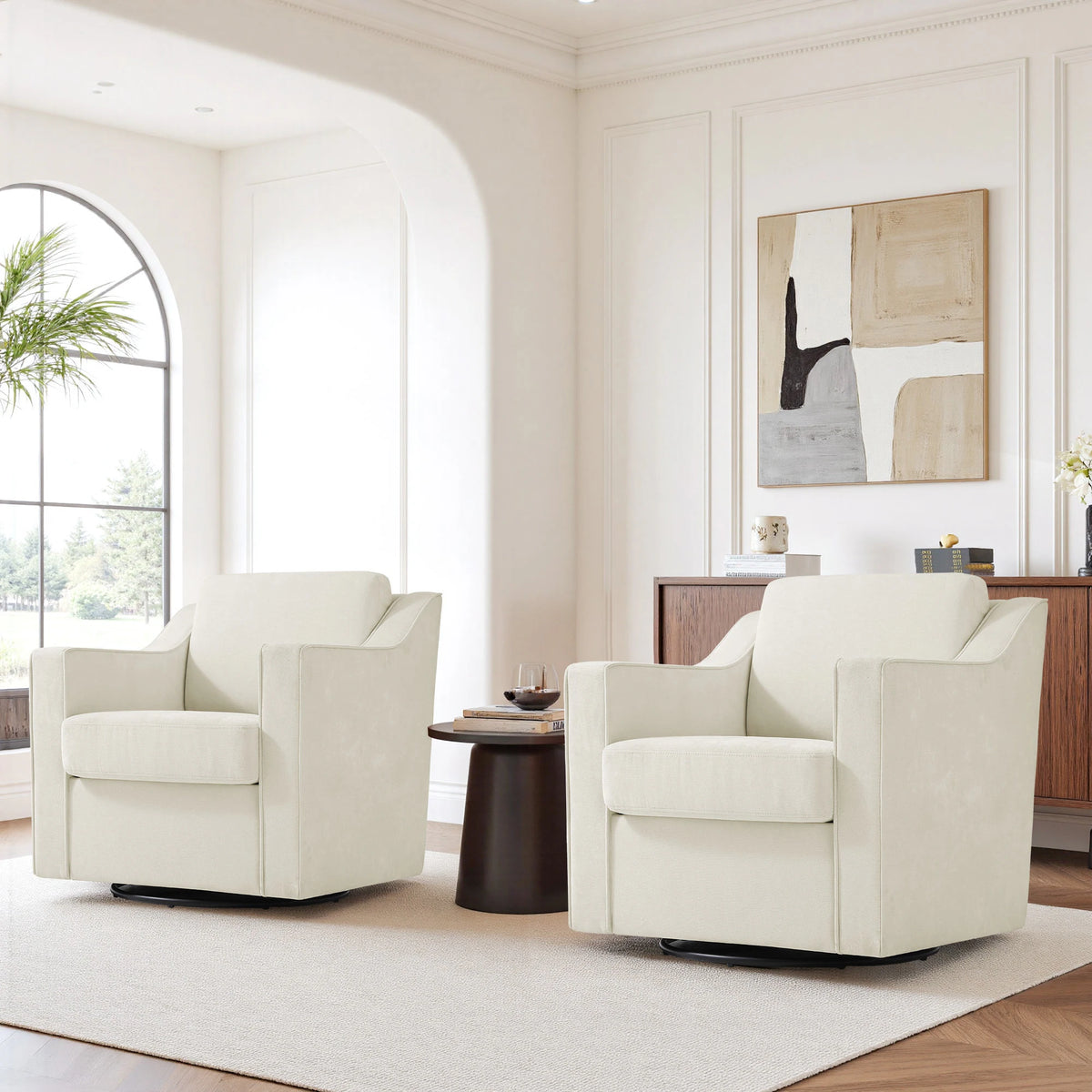Modern Swivel Upholstered Armchair Accent chair Set of 2