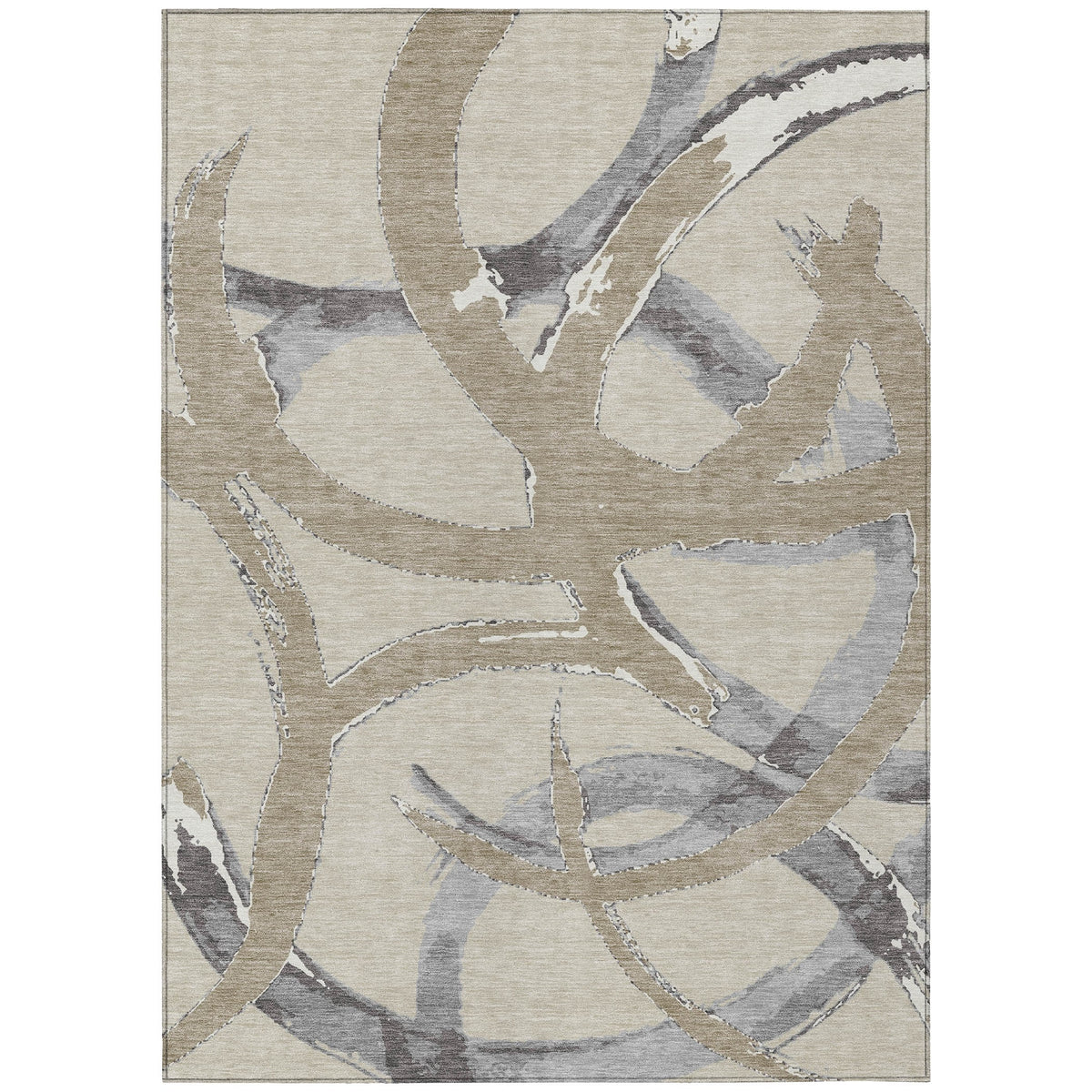 Machine Washable Indoor/ Outdoor Abstract Contemporary Chantille Rug