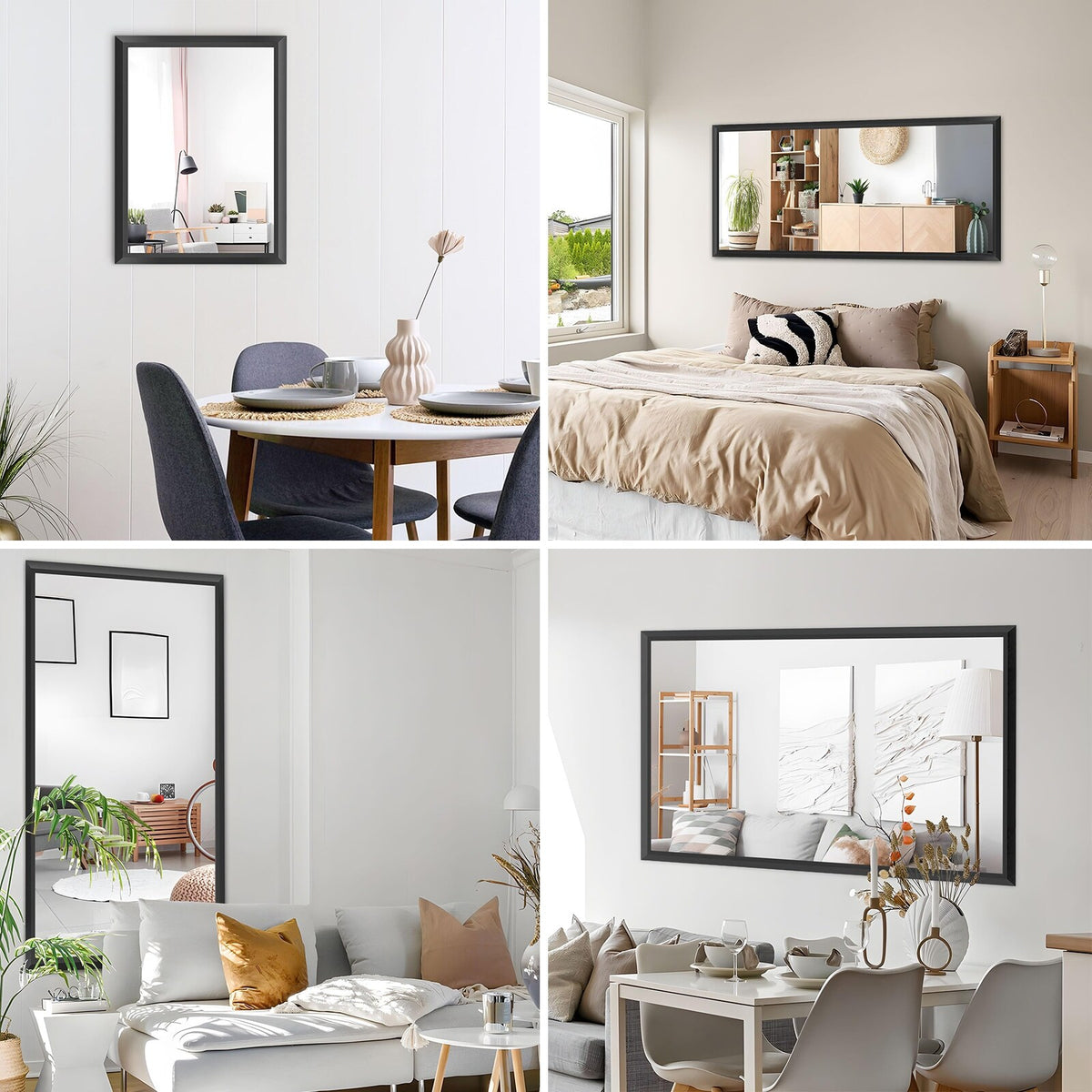 Tempered Glass and Aluminum Alloy Framed French Cleat Mounted Wall Mirror