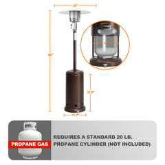 46,000 BTU Iron Propane Gas Patio Heater with Wheels and Cover