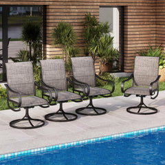 MAISON ARTS Patio Swivel Dining Chairs Set of 4, Metal Chairs with Textilene Padded Sling Fabric