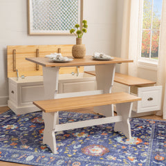 Linon Ame Walnut Backless Nook Table Set