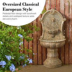 Glitzhome 49''H Oversized Faux Granite Multi-tiered Pedestal Outdoor Floor Fountain