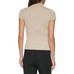 DKNY Cap Sleeve Mock Neck Knit Top