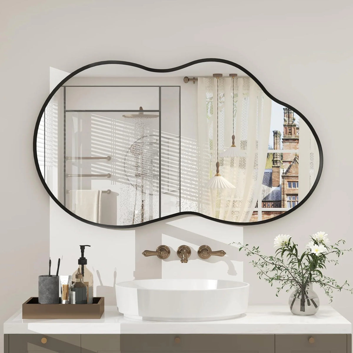 Asymmetrical Cloud High-Strength Aluminum Alloy Framed Easy French Mounted Wall Mirror