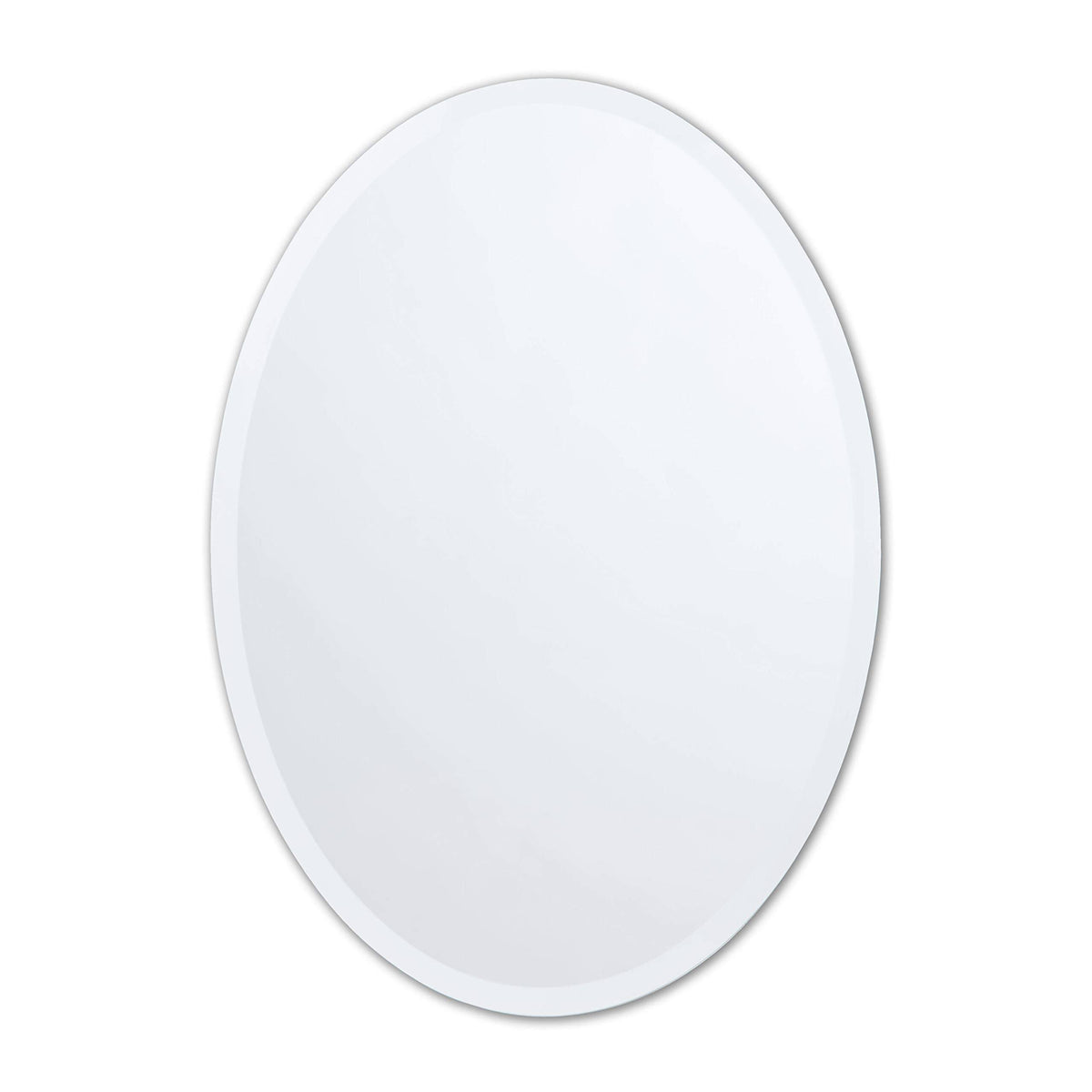 Vera 20 in. x 28 in. Small Frameless Oval Mirror in Silver