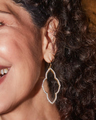 Abbie Silver Open Frame Earrings in White Crystal